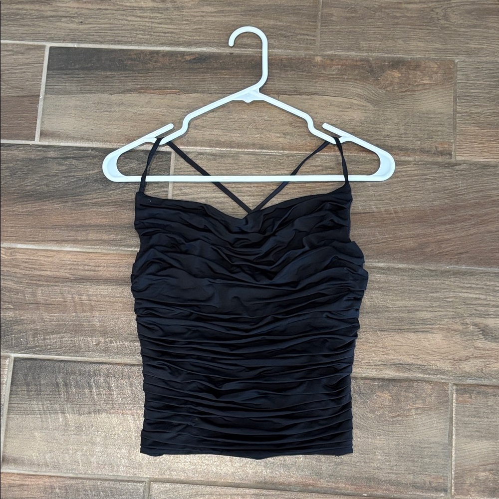 Express Black Ruched Spaghetti-Strap Tank